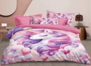 Pościel dziecięca jednorożec bawełna satynowa 160x200 +2 poduszki 