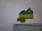 Magnes na lodówkę  - 475g. RWANDA Afryka Metalowa mapa