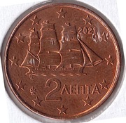 GRECJA 2 centy 2021, KM# 182, AU