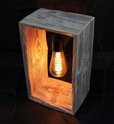 Lampka Retro, Loft, bielona, piękna, 100% drewno 