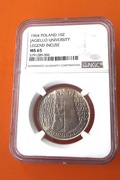 10 zł. 1964 Kazimierz Wielki  NGC MS65