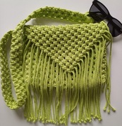 Mała torebka, handmade,  makrama, kolor limonka
