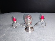 Ręcznie wykonany srebrny świecznik – unikat, 2-ramienny