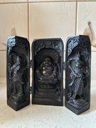 Wesoły Budda, ołtarzyk, drewno, azjatycki tryptyk, Feng Shui