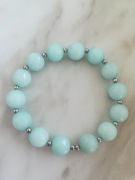 NOWA Bransoletka Jadeit niebieski Stal 17,5cm  