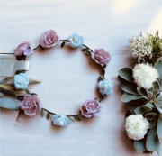 Accessorize kwiatowy wianek wianuszek opaska na głowę różyczki nowy z metką