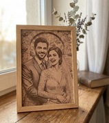 Zdjęcie na drewnie Grawerowany Portret Prezent Walentynkowy A4