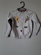 Bluza renifer 134 świąteczna szara obracane cekiny