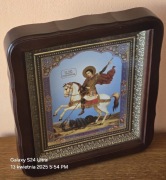 Ikona Święty Jerzy Walczący ze smokiem. Ikona wyświęcona w kiocie.