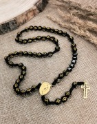 Różaniec długi z imieniem czarny Komunia Święta prezent komunijny