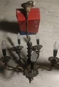 Mosiężny żyrandol świecznik retro PRL 
