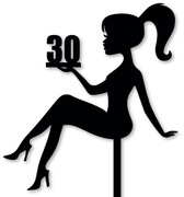 Topper na tort - czarny kobieta 30 lat