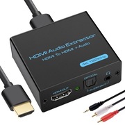 Ekstraktor Dźwięku, Konwerter 4K HDMI 192KHz, 3,5mm AUX, Rozdzielacz Audio
