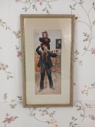 Ozdobny obrazek grafika Carl Larsson w drewnianej ramie Szwecja Vintage