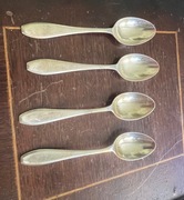 ŁYŻECZKI PLATEROWANE-4szt do kawy, sygnatura; WWS/d. FRAGET /MET