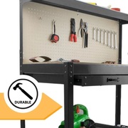 Stół Roboczy Warsztatowy 115x55 cm z Szufladą i Hakami 100 kg