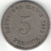 98 Niemcy Cesarstwo 5 pfennig 1902 A