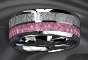 Obrączka/pierścionek, kolor srebrno-różowy, nowy, rozm.21-22