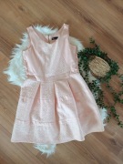 38M pudrowa sukienka rozkloszowana pudrowy róż krótka letnia na komunie 