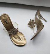 Włoskie klapki złote na obcasie roz 41