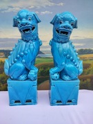 2x duża 36 cm Figurka Pies Foo niebieski chiński lew