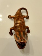 Przepiękna Vintage miedziana popielniczka w kształcie krokodyla, ideał. BCM