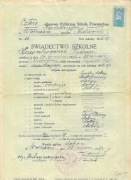 Oryg/ świadectwo szkolne Czteroklasowej  Szkoły Publicznej- Wołosowie- 1937