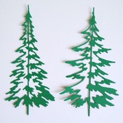 Scrapki Papierowe - Zestaw Choinki Drzewa zielone 4 szt.