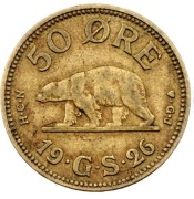 GRENLANDIA 50 ore 1926, KM# 7, VF