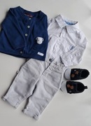 Elegancki komplet body sweterek spodnie buciki na chrzest ślub roz. 56