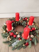 Wianek wieniec adwentowy jodła nobilis czerwony żywy 