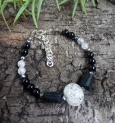 Bransoletka ochronna czarny turmalin i kwarc lodowy 