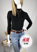 Czarna bluzka damska longsleeve crop top H&M S 36 na jesień casual basic
