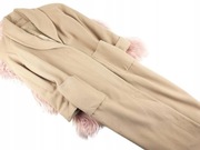 WEŁNIANO-KASZMIROWY KARMELOWY ELEGANCKI MAXI DŁUGI PŁASZCZYK KLASYCZNY XL