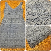 Błękitna sukienka koronkowa do kolan Luisa Spagnoli elegancka koktajlowa