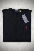 Polo Ralph Lauren sweter vintage cable knit czarny basic M unisex