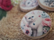 Zestaw 3szt podstawki z drewna zdobione kotki 