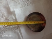Stara miedziana patelnia z mosiężną rączką średnica 14 cm wysokość 2,5 cm