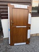 Drzwi pełne PCV zewnętrzne plastikowe Aluplast złoty dąb 99x176,5