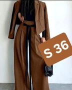 Piękny brązowy garnitur damski S Nowy