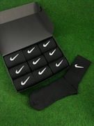 Nike Wysokie Czarne  Skarpety Boks 35-38 (9 par) pudełko