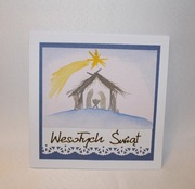 Kartka świąteczna Boże Narodzenie Stajenka gwiazda ręcznie malowana 