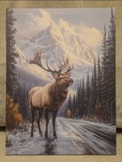 Piękny obraz myśliwski JELEŃ BYK Rykowisko. Polowanie. 30x40cm. Nowy