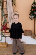 BLUZA PRĄŻEK Z FALBANKĄ BLACK 104/110