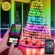 Inteligentne lampki choinkowe 15m bluetooth kolorowe oświetlenie led diy
