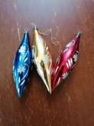 Bombka choinkowa "sopel" 13 cm. szklane PRL 3 szt