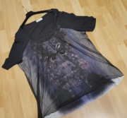 Piękna szara siatkowa tunika z cekinami Ulla Popken roz.PL/S 50/52,GB 24/26