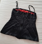 Gorset szt. jedwab bluzka gorsetowa L40 czarna czerwona ramiączka van Laack