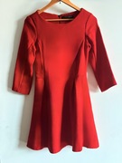 Zara wiskoza wełna wełniana sukienka basic święta mini czerwona old money 