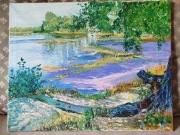 Obraz olejny natura rzeka las